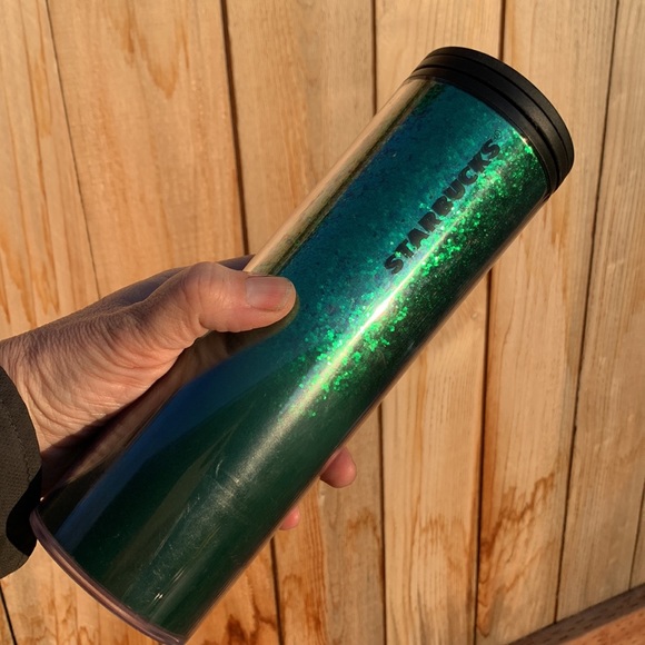 Starbucks green glitter Hot Drink Cup 16 oz - Picture 2 of 7